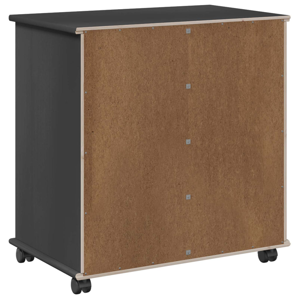 Rollschrank Mit Rad Grau 63,5 x 39 x 65,5 cm Massivholz Kiefer