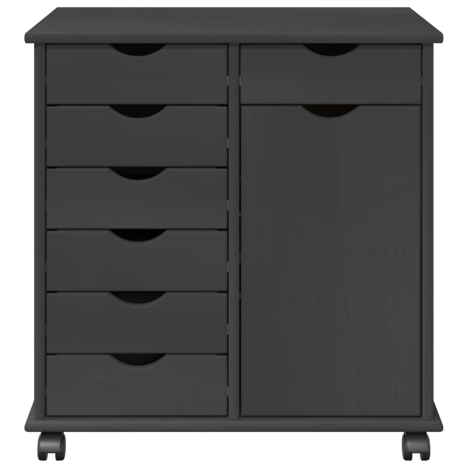 Rollschrank Mit Rad Grau 63,5 x 39 x 65,5 cm Massivholz Kiefer