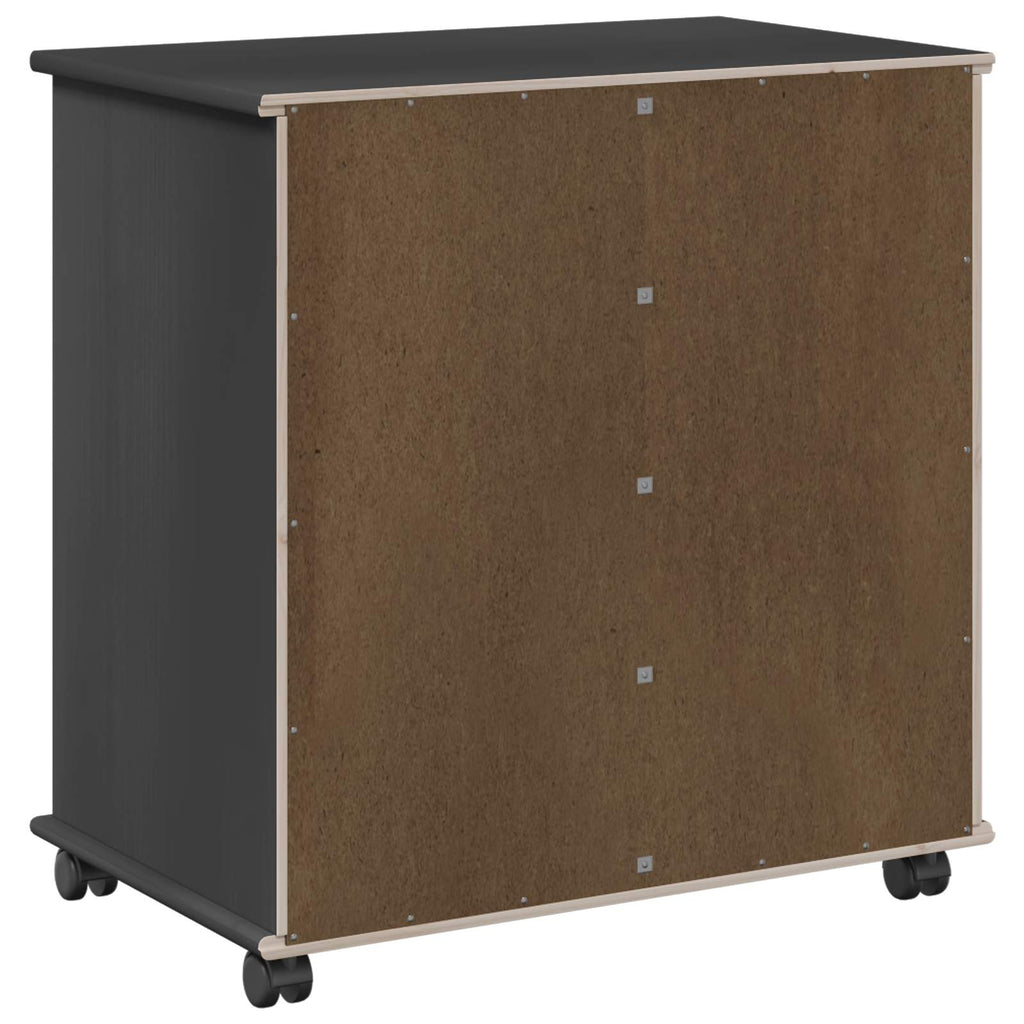 Rollschrank Schwarz 63,5 x 39 x 65,5 cm Massivholz Kiefer