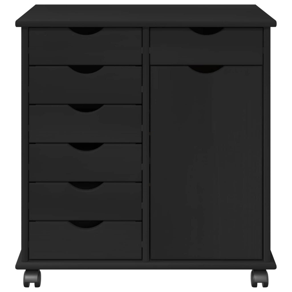 Rollschrank Schwarz 63,5 x 39 x 65,5 cm Massivholz Kiefer