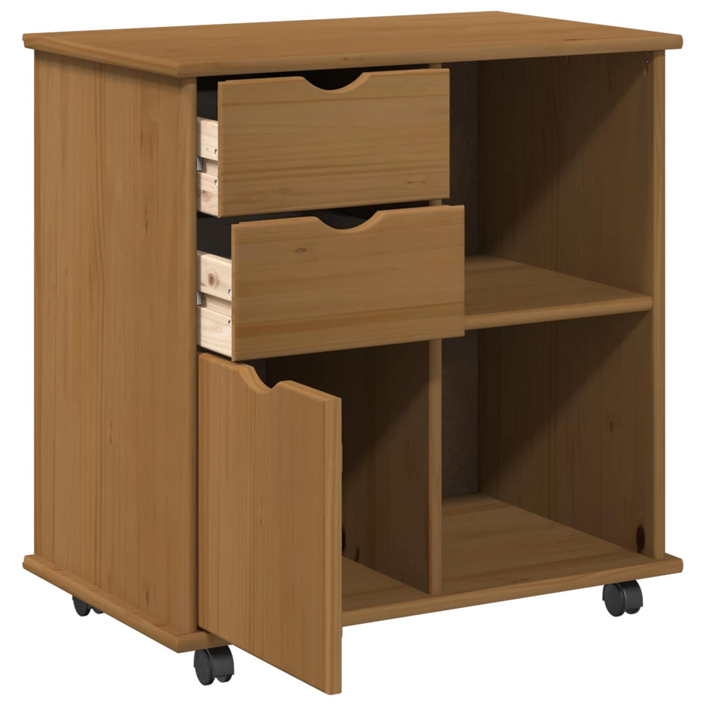 Rollschrank Honigbraun 63,5 x 39 x 65,5 cm Massivholz Kiefer