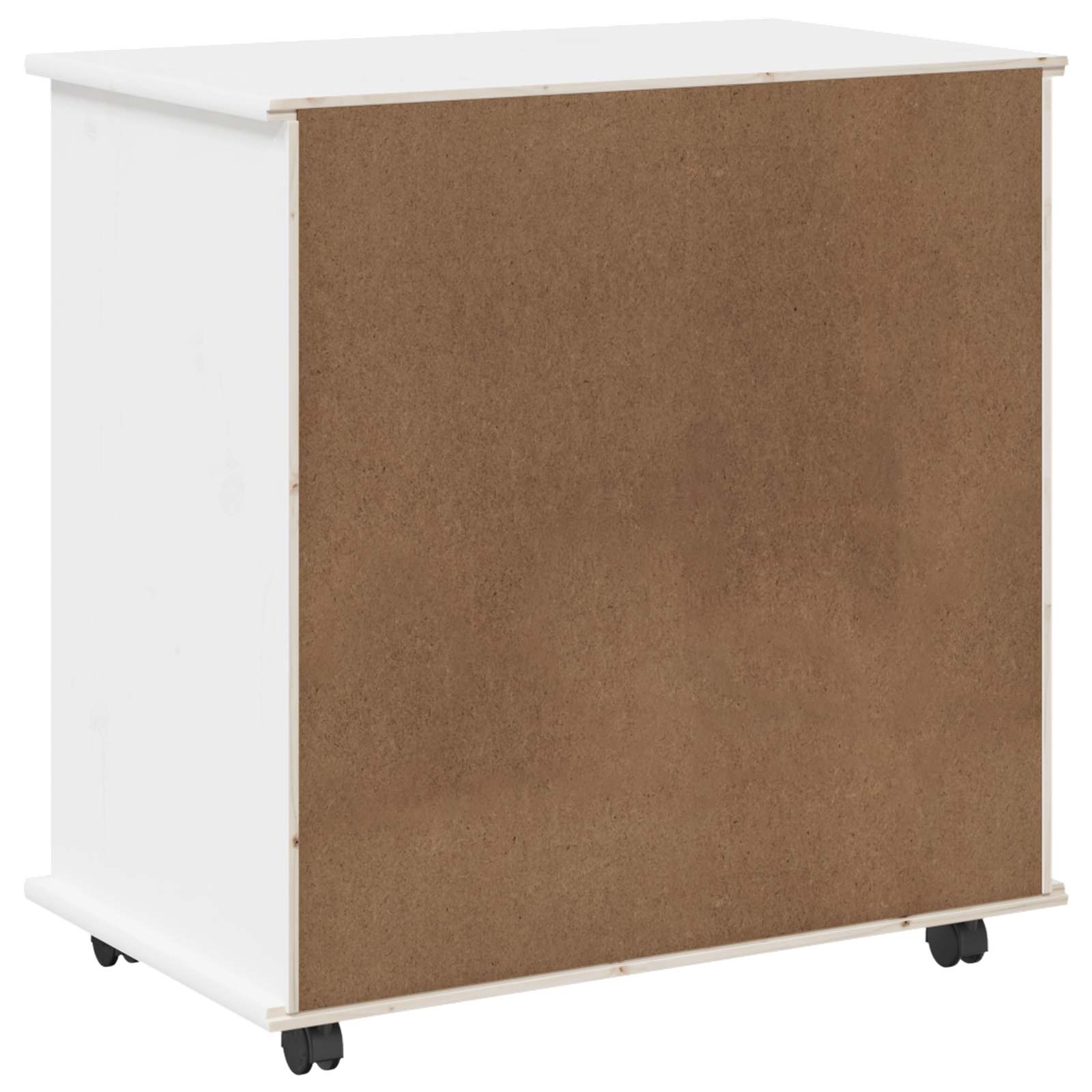Rollschrank Mit Rad Weiß 63,5 x 39 x 65,5 cm Massivholz Kiefer