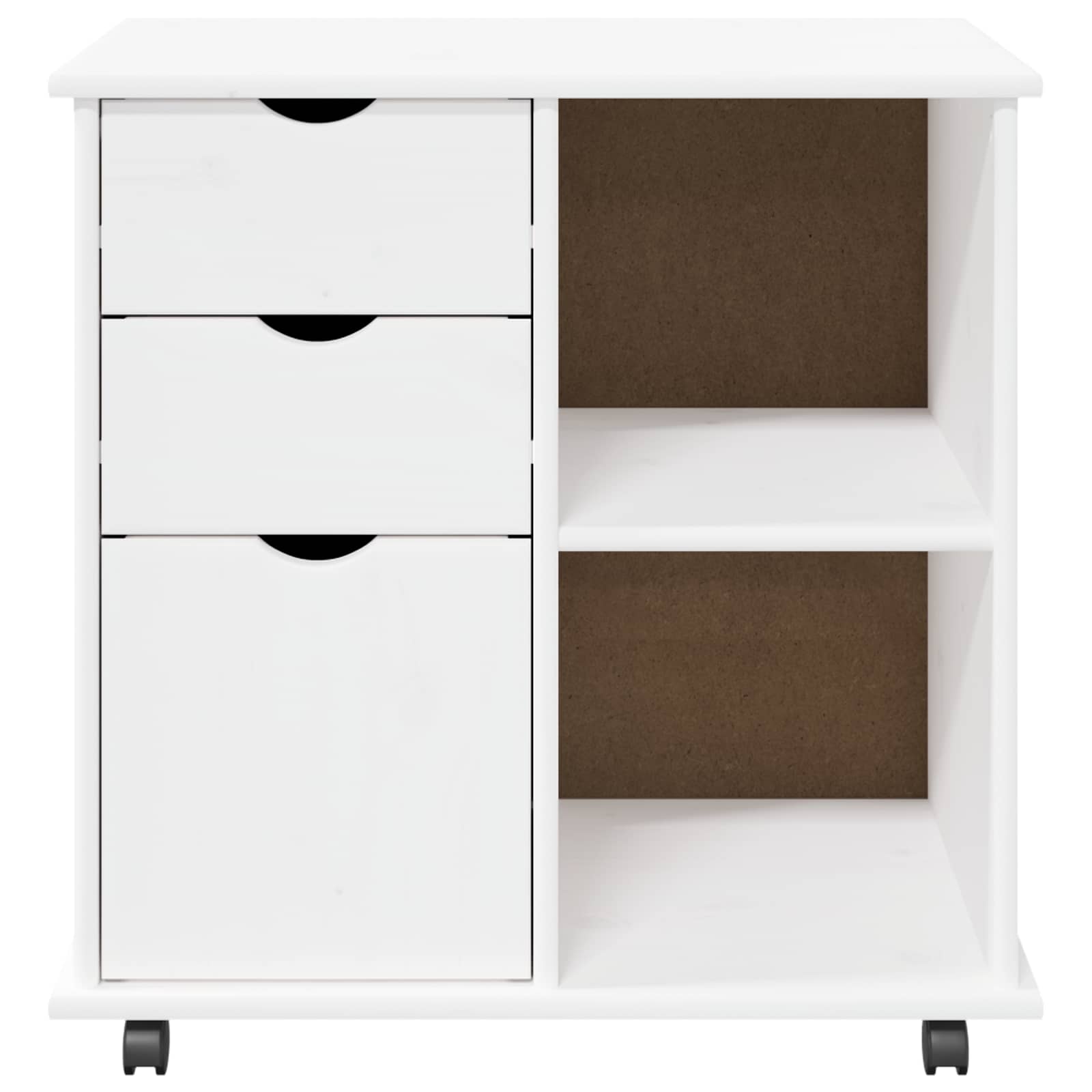Rollschrank Mit Rad Weiß 63,5 x 39 x 65,5 cm Massivholz Kiefer