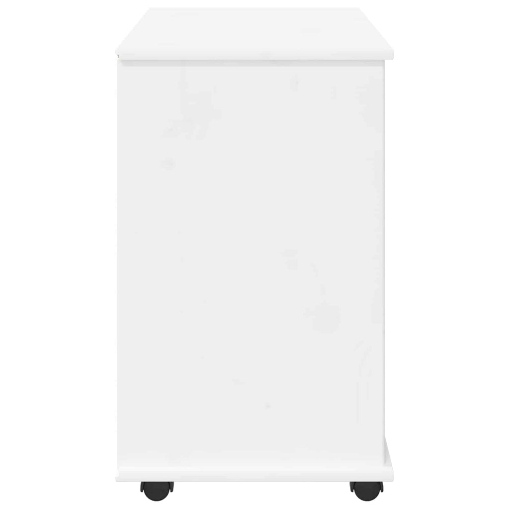 Rollschrank Mit Rad Weiß 63,5 x 39 x 65,5 cm Massivholz Kiefer