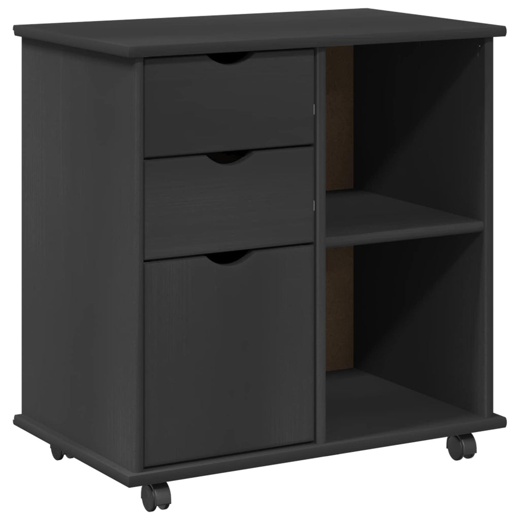 Rollschrank Mit Rad Grau 63,5 x 39 x 65,5 cm Massivholz Kiefer