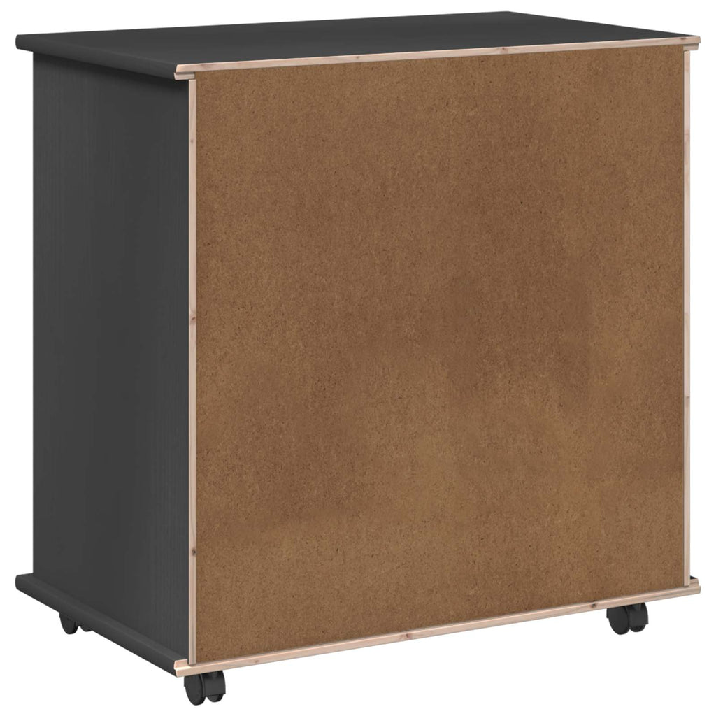 Rollschrank Mit Rad Grau 63,5 x 39 x 65,5 cm Massivholz Kiefer