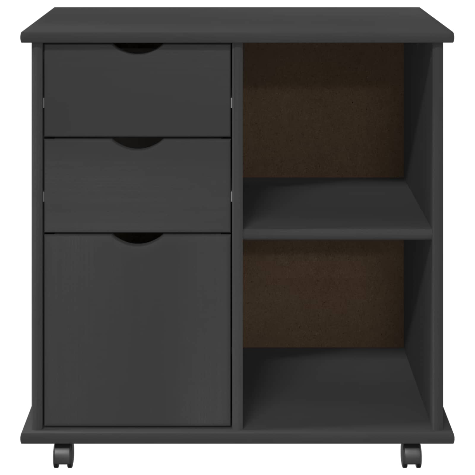 Rollschrank Mit Rad Grau 63,5 x 39 x 65,5 cm Massivholz Kiefer