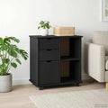 Rollschrank Schwarz 63,5 x 39 x 65,5 cm Massivholz Kiefer