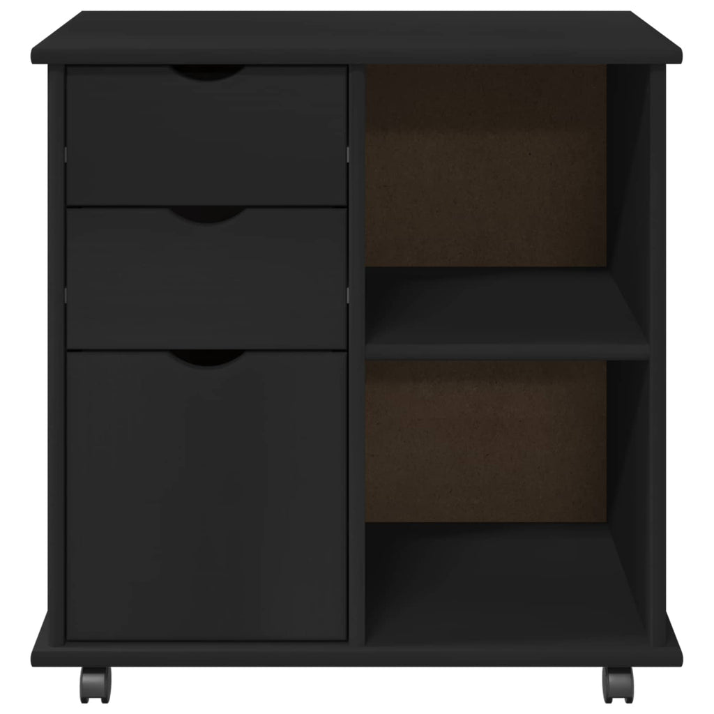 Rollschrank Schwarz 63,5 x 39 x 65,5 cm Massivholz Kiefer
