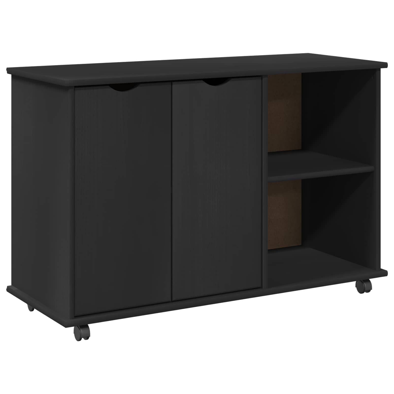 Rollschrank Schwarz 100 x 39 x 65,5 cm Massivholz Kiefer