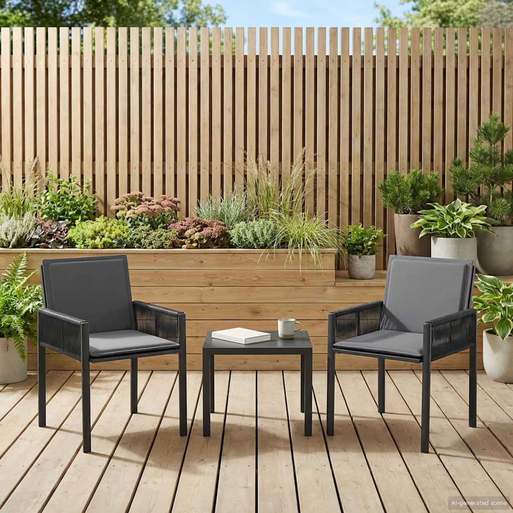 Gartenstühle 6 pcs Schwarz und Dunkelgrau Poly-Rattan