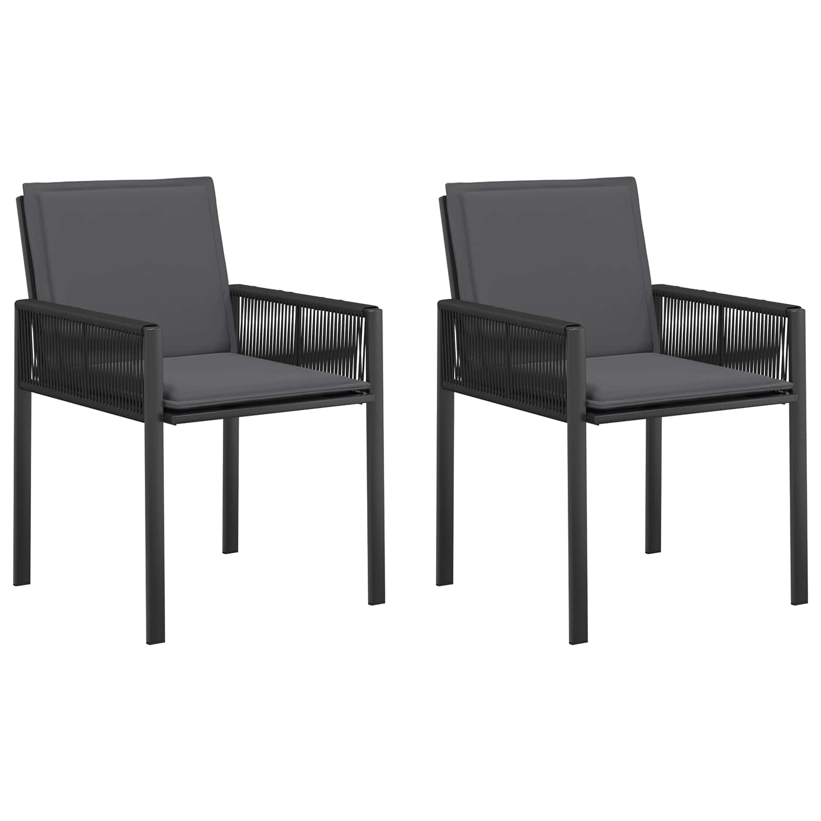 Gartenstühle 6 pcs Schwarz und Dunkelgrau Poly-Rattan