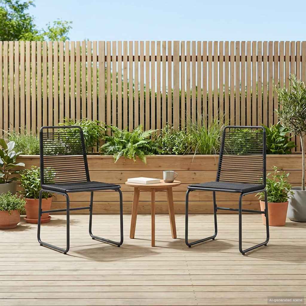 Gartenstühle 2 pcs Schwarz 48 x 55 x 89,5 cm Rattan