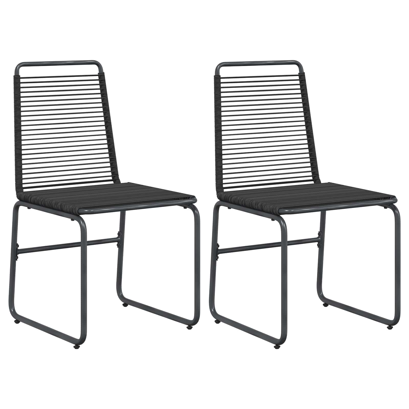 Gartenstühle 2 pcs Schwarz 48 x 55 x 89,5 cm Rattan