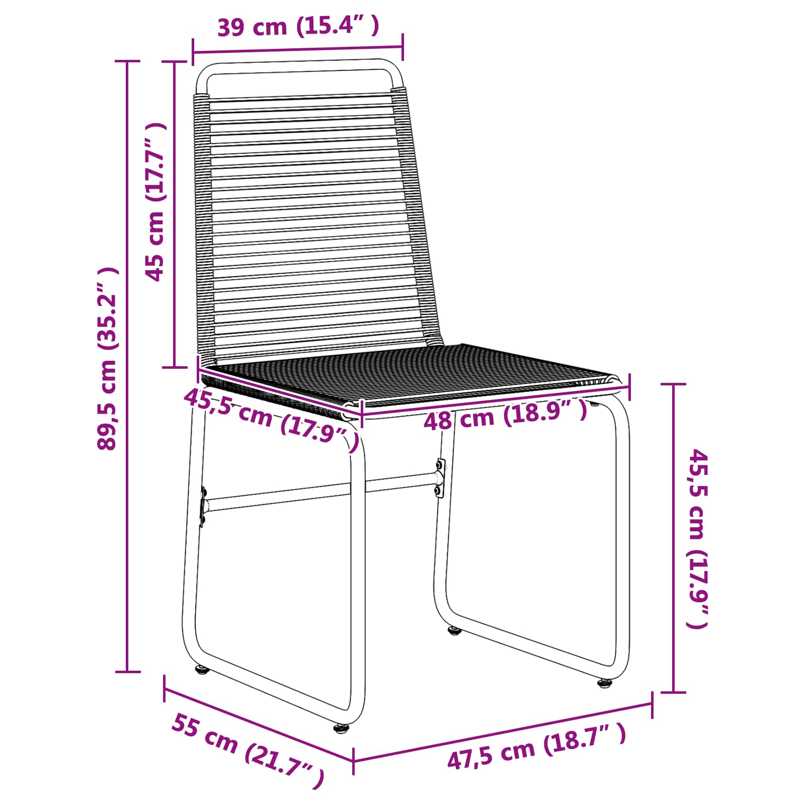 Gartenstühle 2 pcs Schwarz 48 x 55 x 89,5 cm Rattan