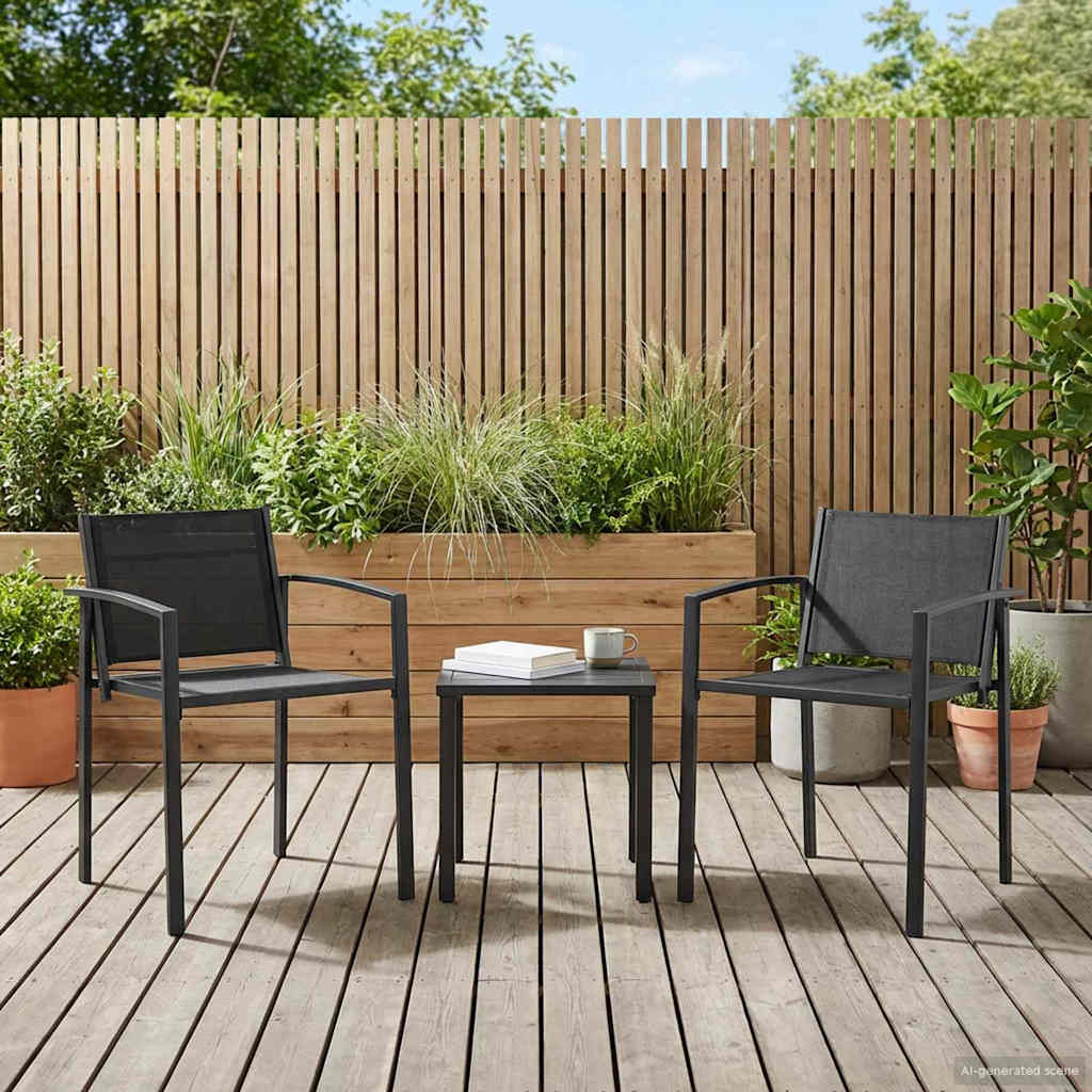 Gartenstühle 2 pcs Schwarz und Anthrazit 53,5 x 59 x 77 cm