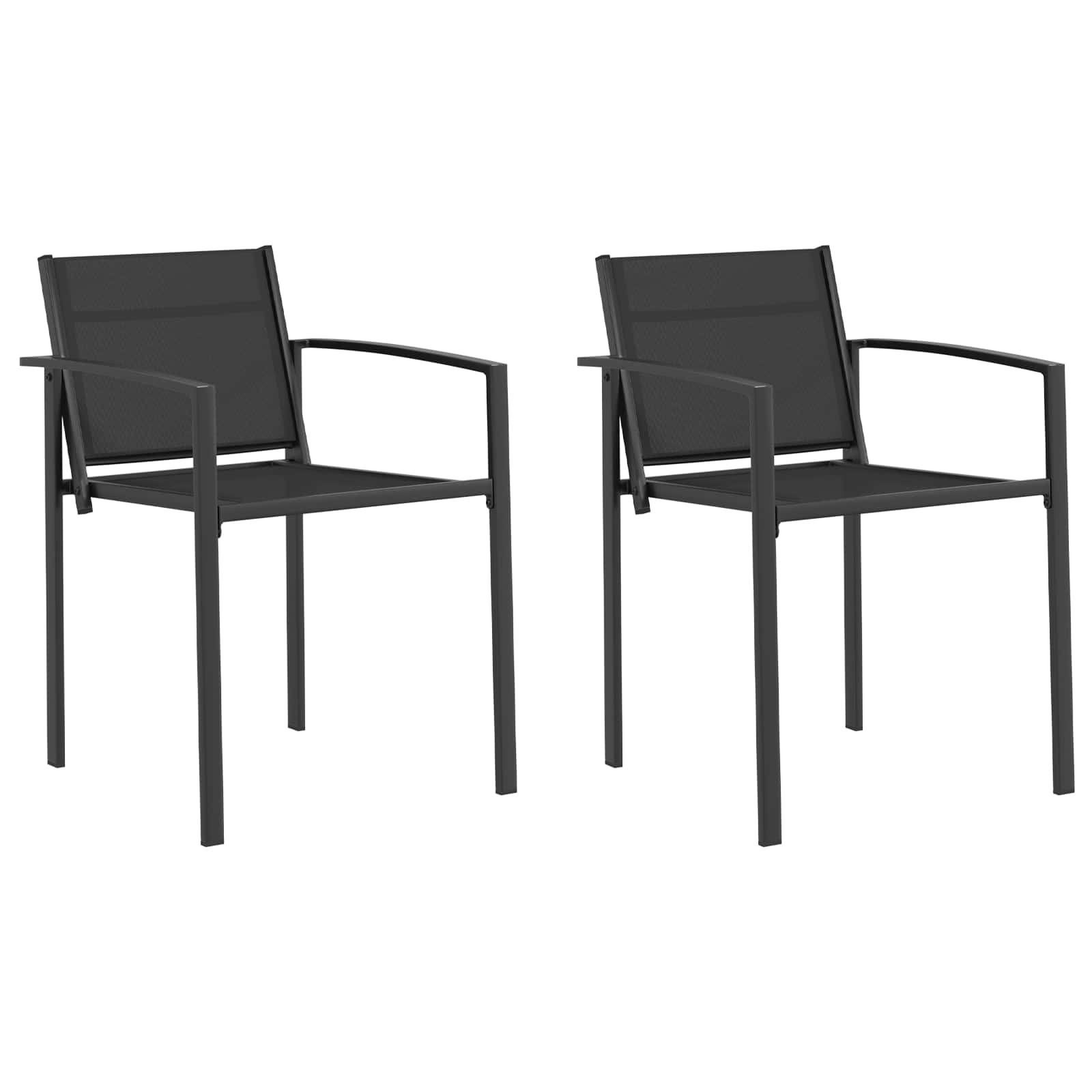 Gartenstühle 2 pcs Schwarz und Anthrazit 53,5 x 59 x 77 cm
