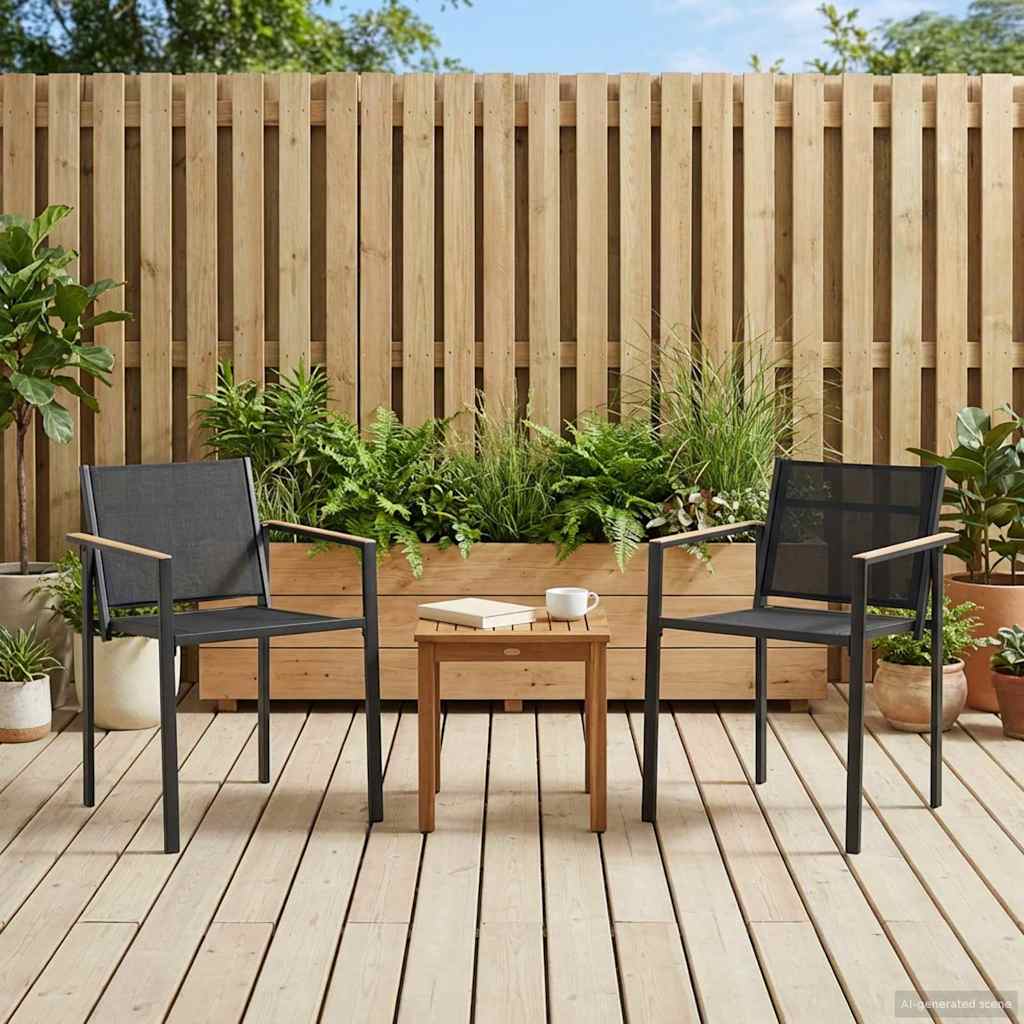Gartenstühle 2 pcs Schwarz und Anthrazit 53,5 x 59 x 77 cm