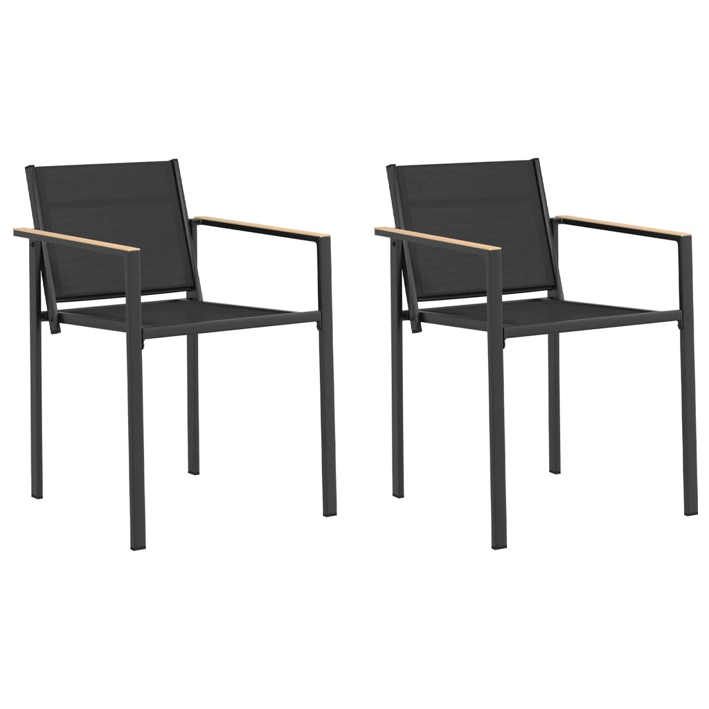 Gartenstühle 2 pcs Schwarz und Anthrazit 53,5 x 59 x 77 cm