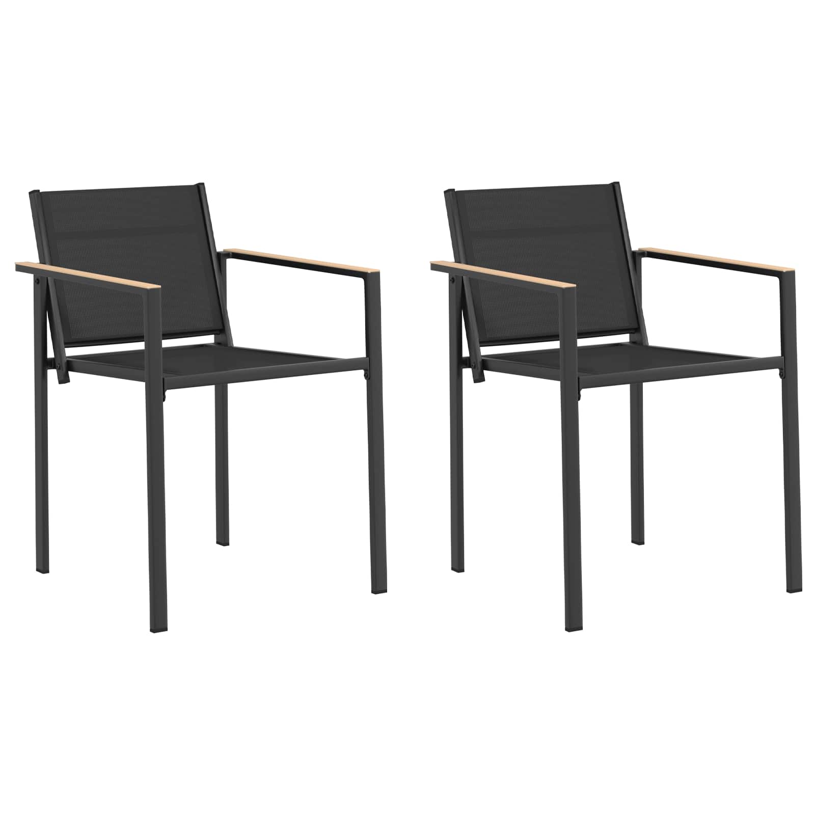 Gartenstühle 2 pcs Schwarz und Anthrazit 53,5 x 59 x 77 cm