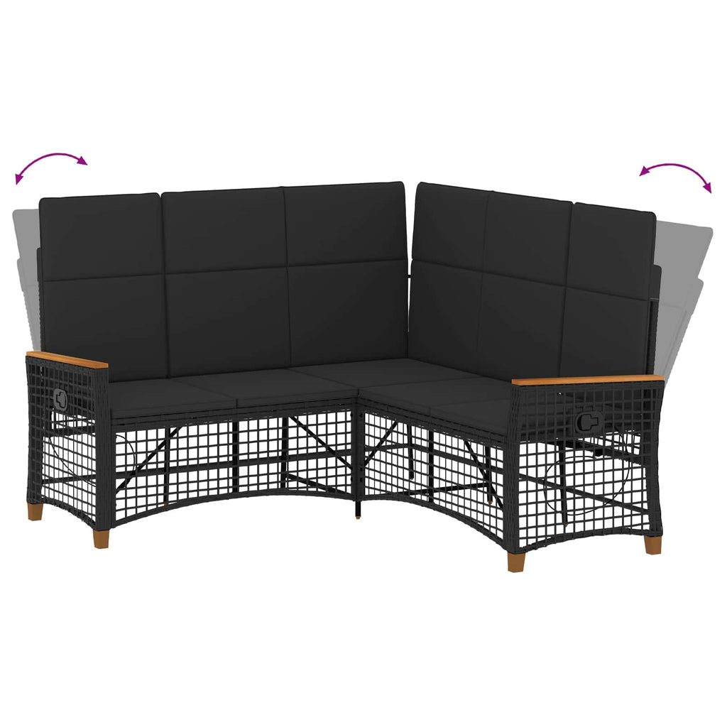 Garten Liegesofa Set Verstellbar Schwarz 164 x 164 x 112 cm