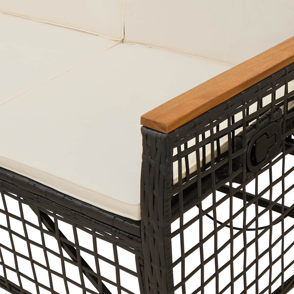 Garten Liegesofa Set Schwarz und Cremeweiß 164 x 164 x 112 cm