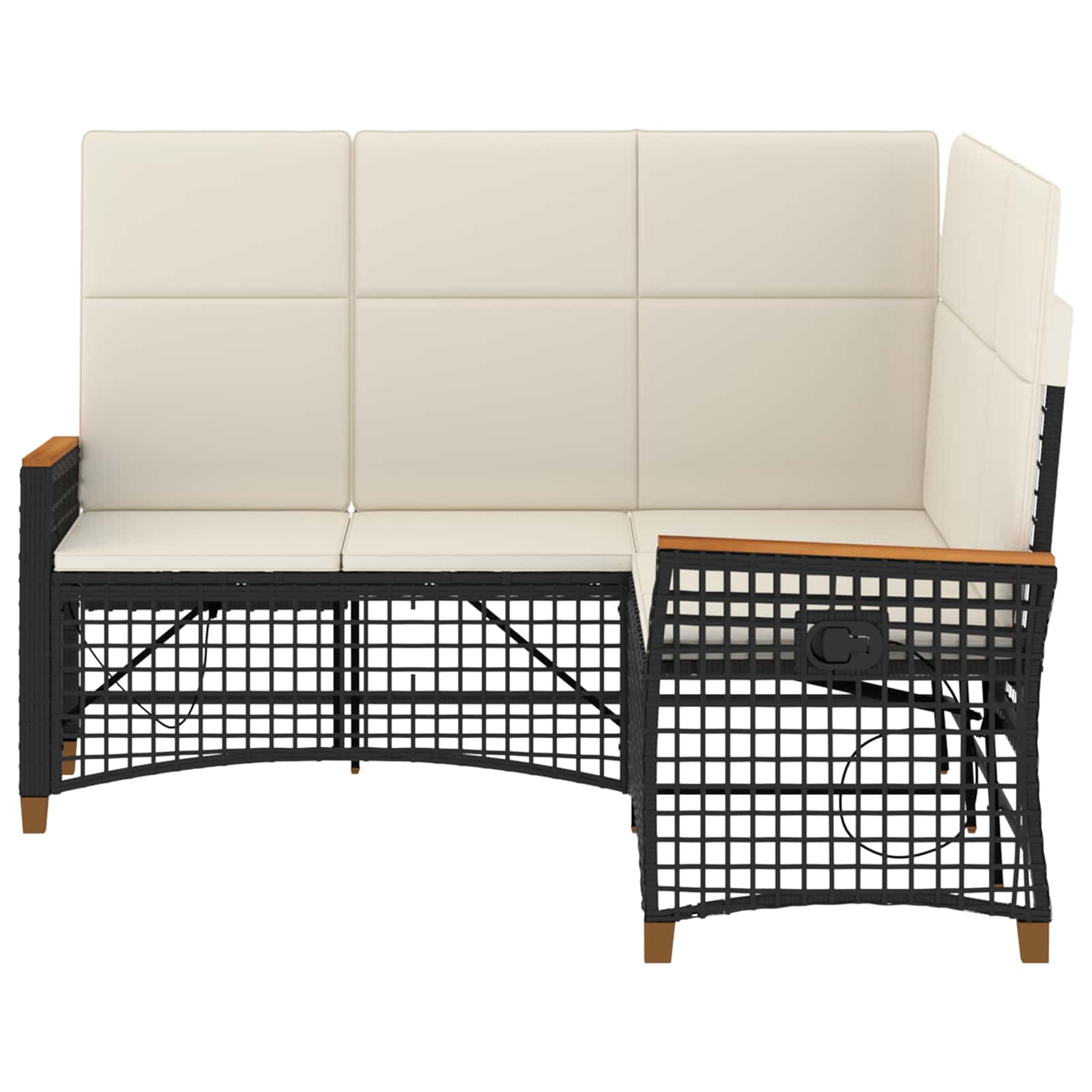 Garten Liegesofa Set Schwarz und Cremeweiß 164 x 164 x 112 cm