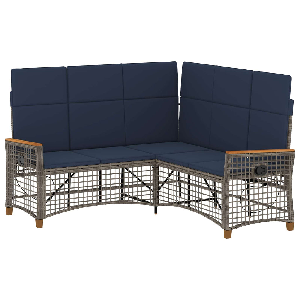Garten Liegesofa Set Grau und Marineblau 164 x 164 x 112 cm