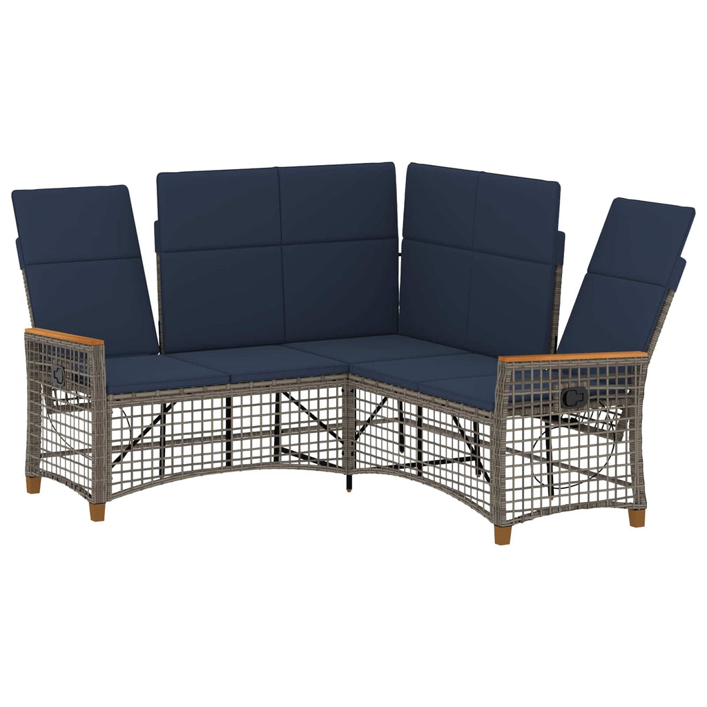 Garten Liegesofa Set Grau und Marineblau 164 x 164 x 112 cm