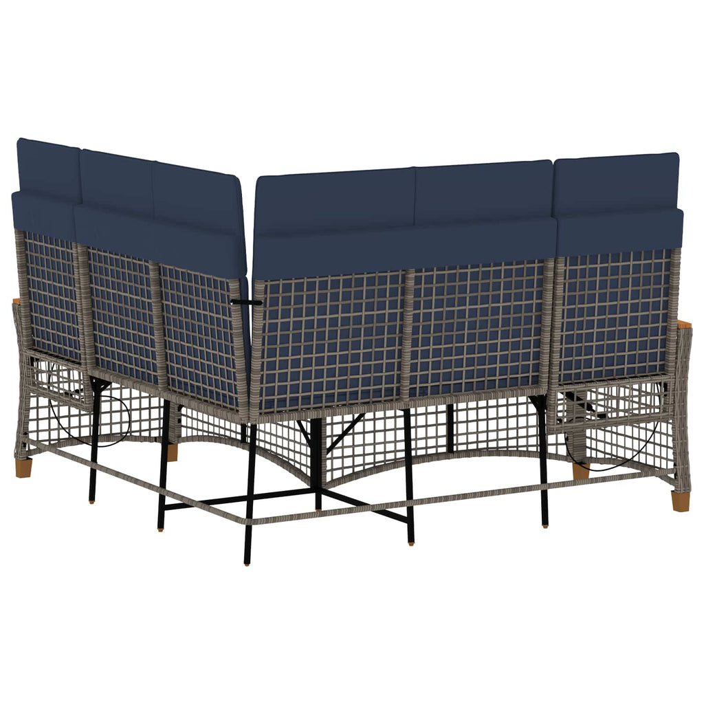 Garten Liegesofa Set Grau und Marineblau 164 x 164 x 112 cm