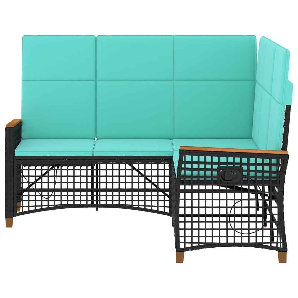 Garten Liegesofa Set Schwarz und Türkis 164 x 164 x 112 cm