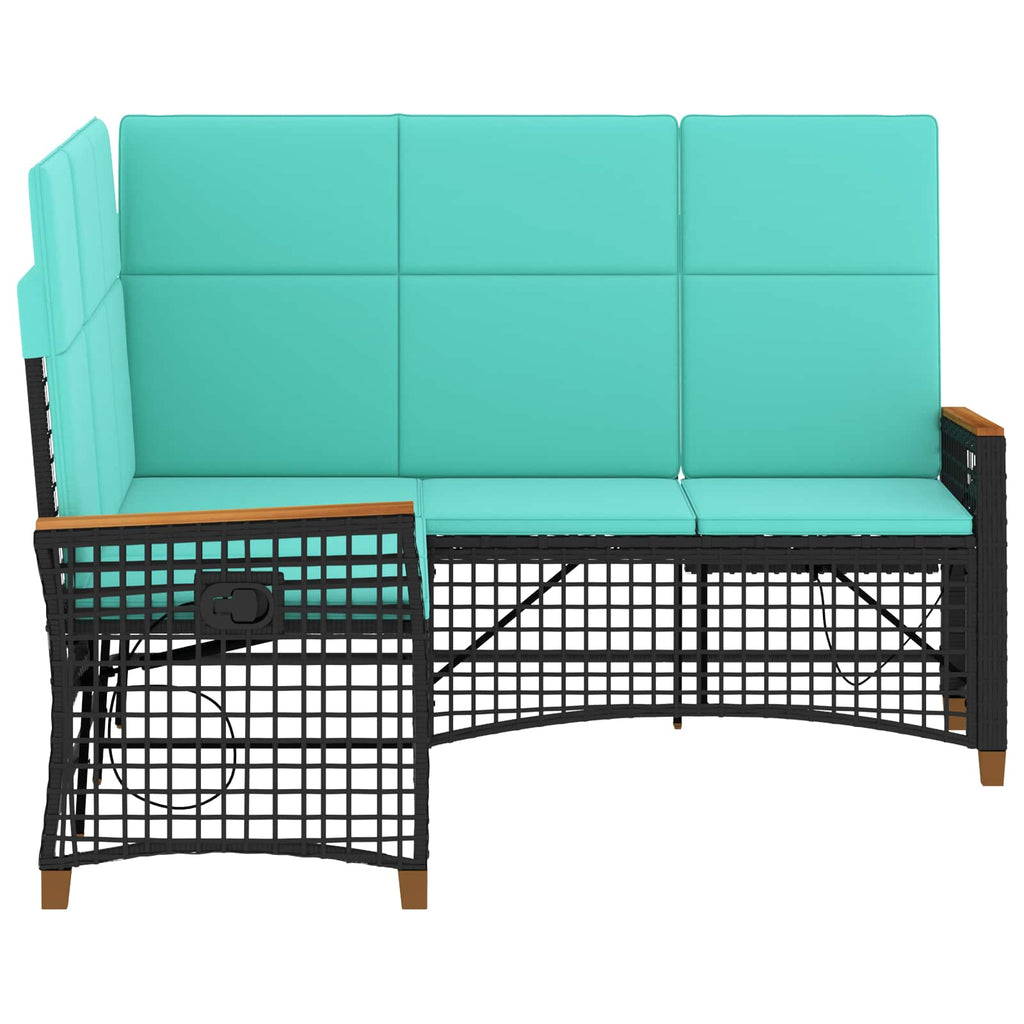 Garten Liegesofa Set Schwarz und Türkis 164 x 164 x 112 cm