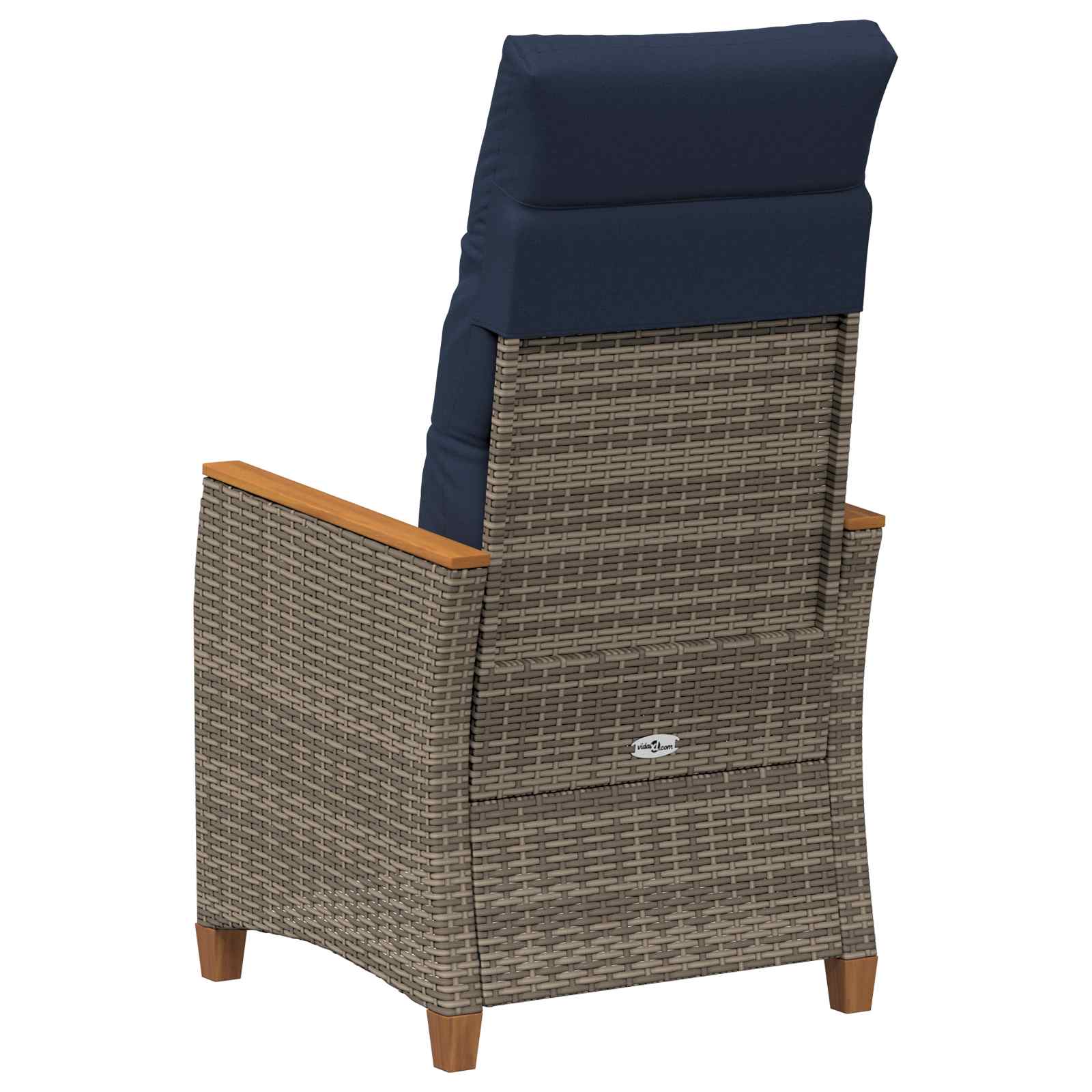 Verstellbarer Gartenstuhl Grau und Marineblau Poly-Rattan