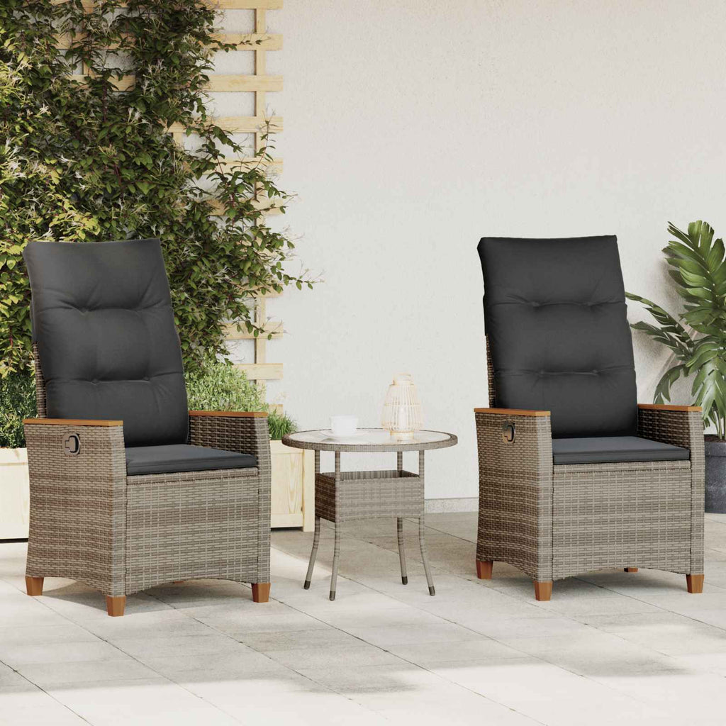 Verstellbarer Gartenstuhl Grau und Dunkelgrau Poly-Rattan
