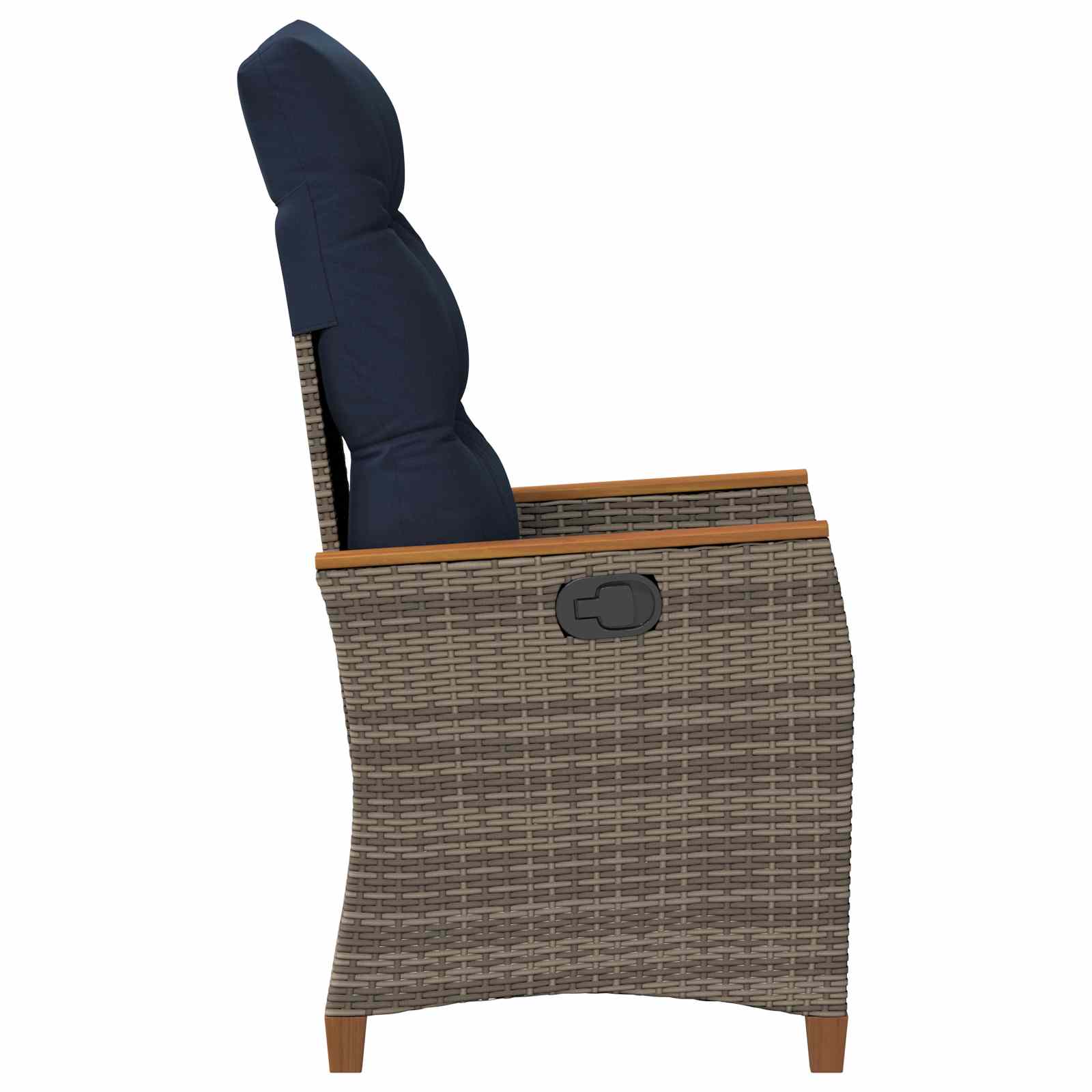 Verstellbarer Gartenstuhl 2 pcs Grau und Marineblau Poly-Rattan