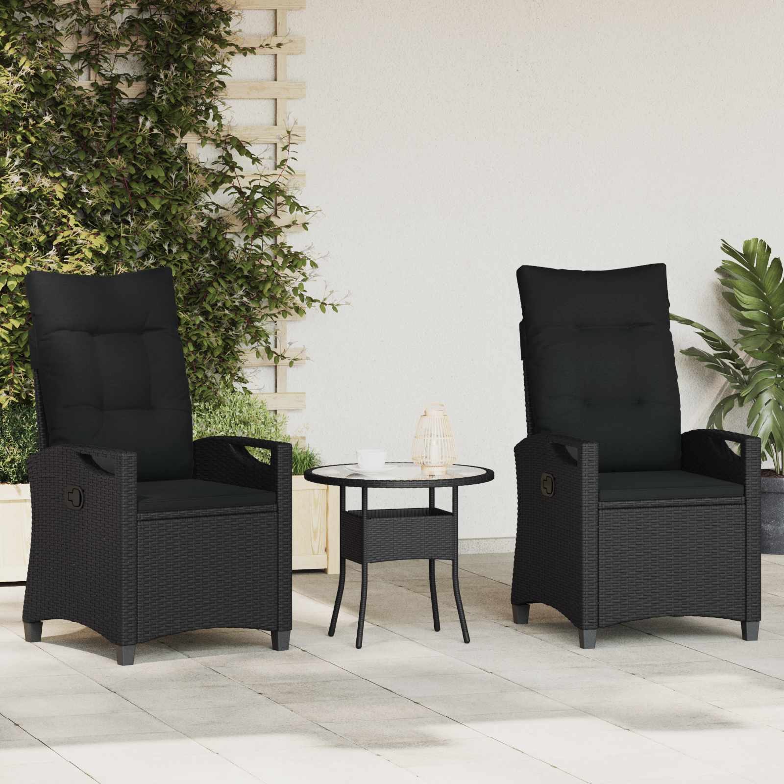 Gartenstuhl 2 pcs Schwarz 56 x 64 x 94 cm Stahl und Polyester