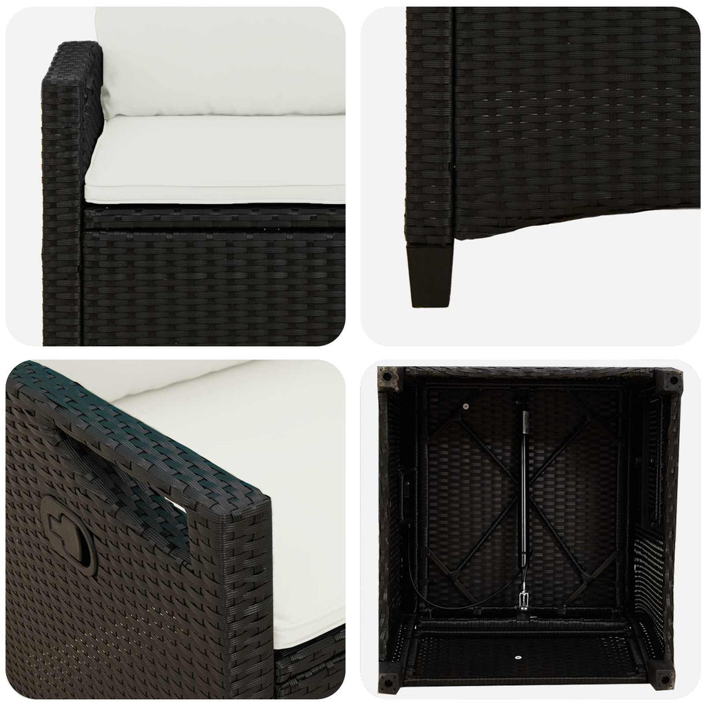 Gartenstuhl 2 pcs Schwarz und Creme 56 x 60 x 112 cm