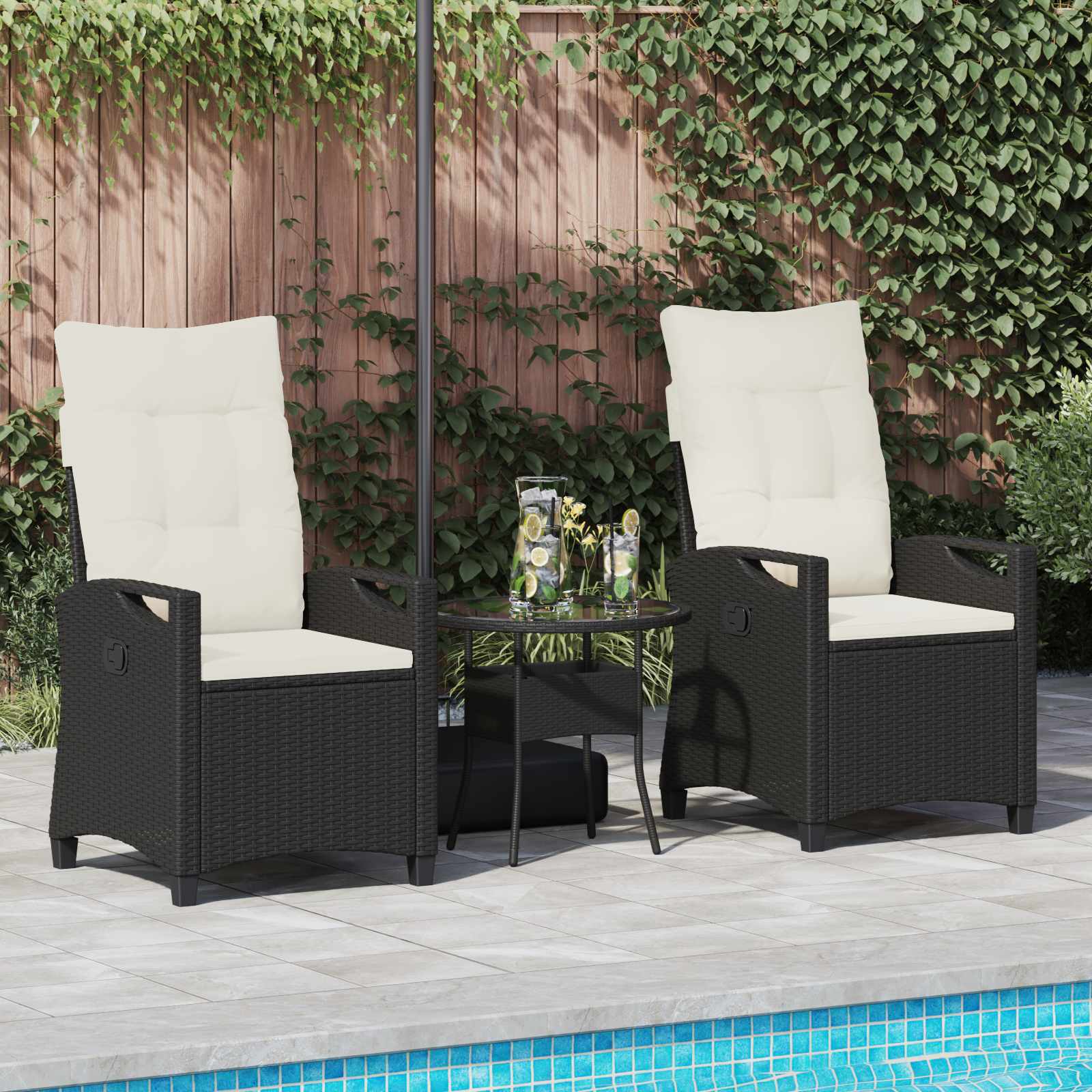 Gartenstuhl 2 pcs Schwarz und Creme 56 x 60 x 112 cm