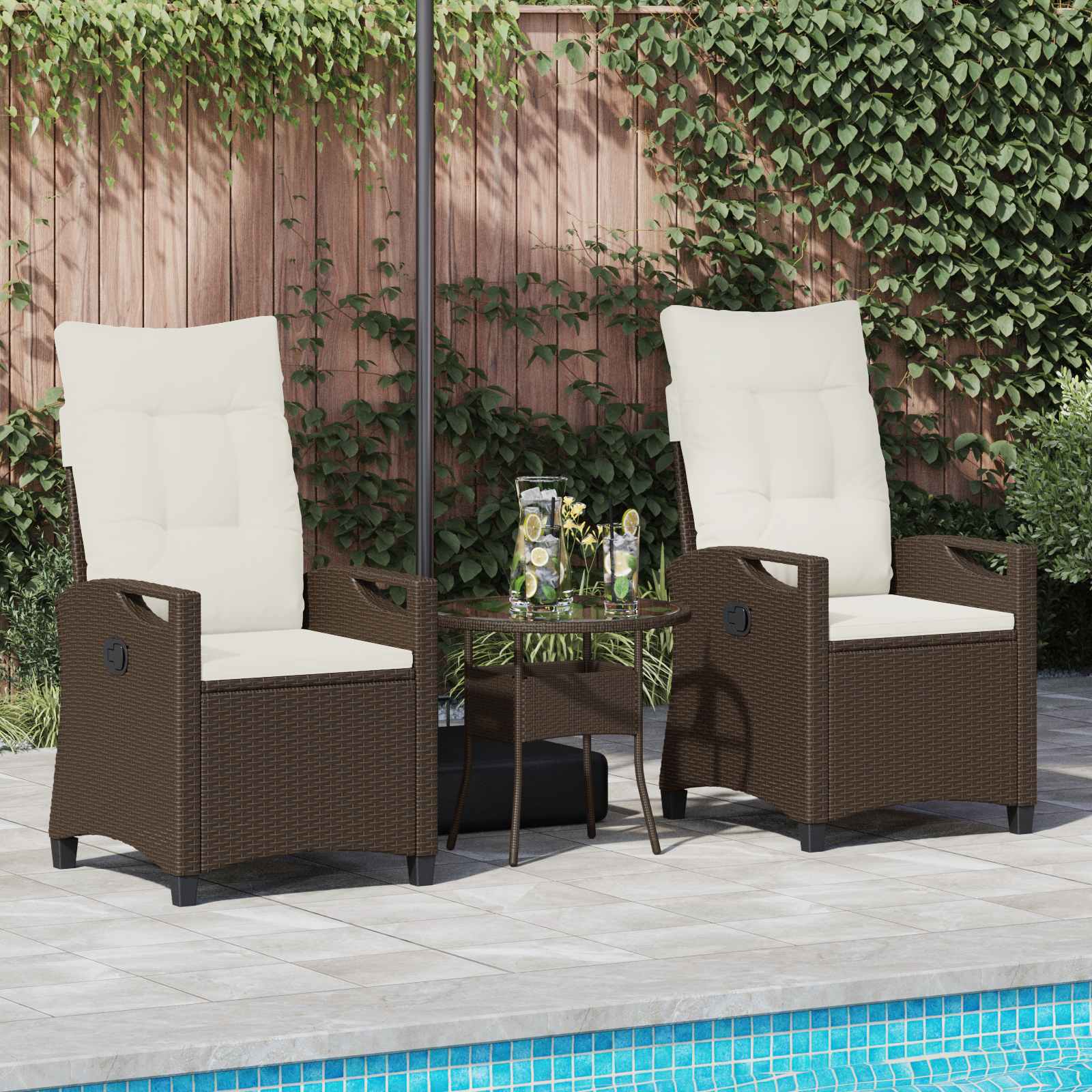 Gartenstuhl 2 pcs Braun und Creme 56 x 60 x 112 cm