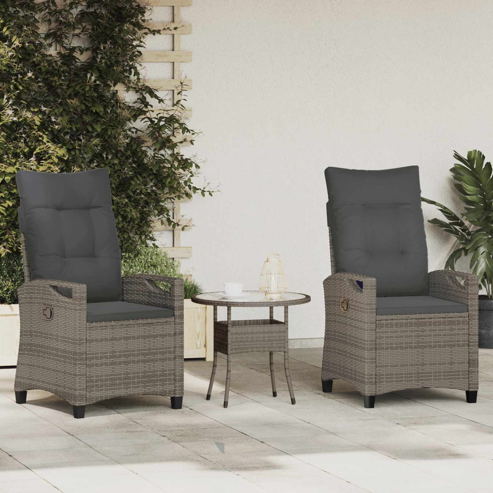 Gartenstuhl 2 pcs Grau und Dunkelgrau 56 x 60 x 112 cm