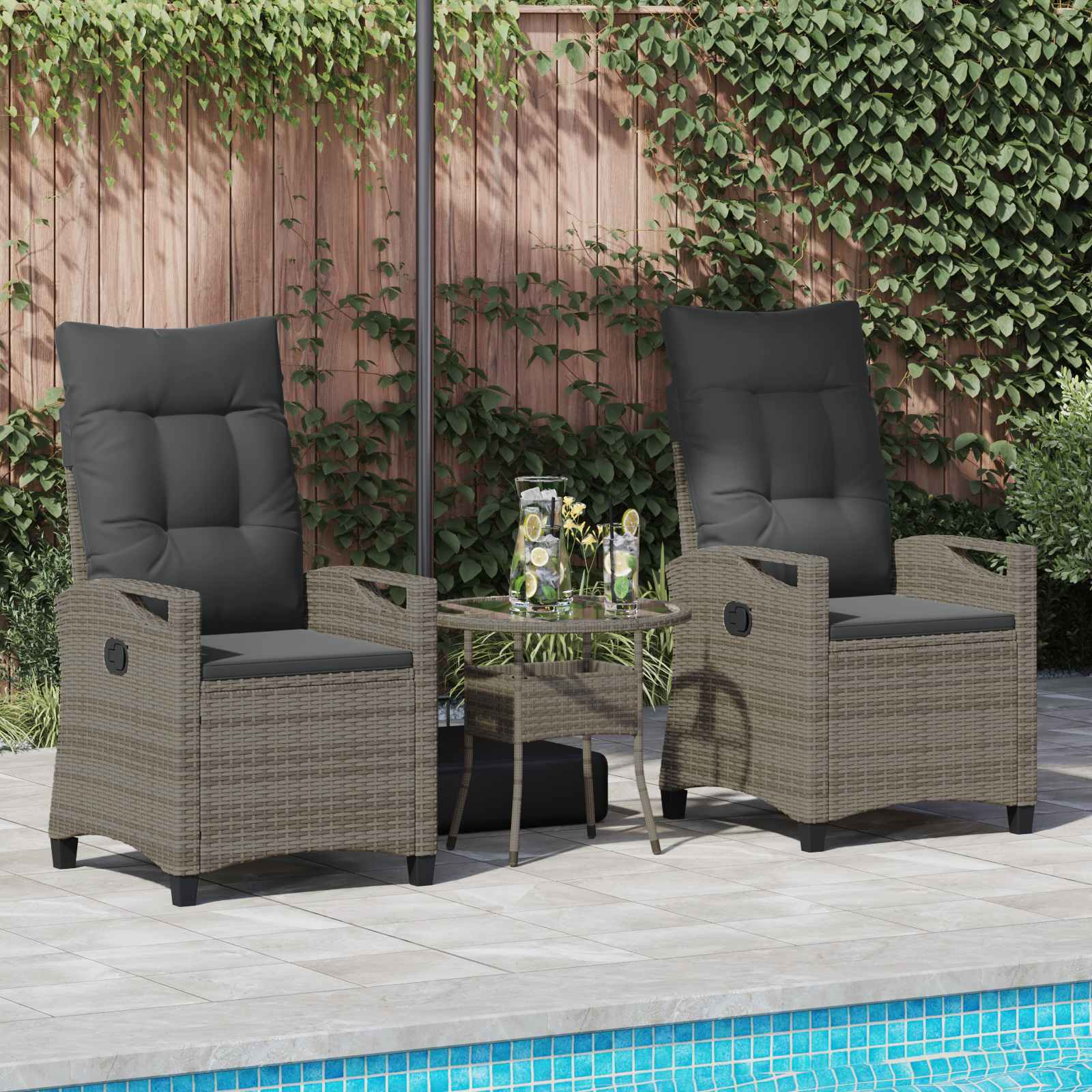 Gartenstuhl 2 pcs Grau und Dunkelgrau 56 x 60 x 112 cm