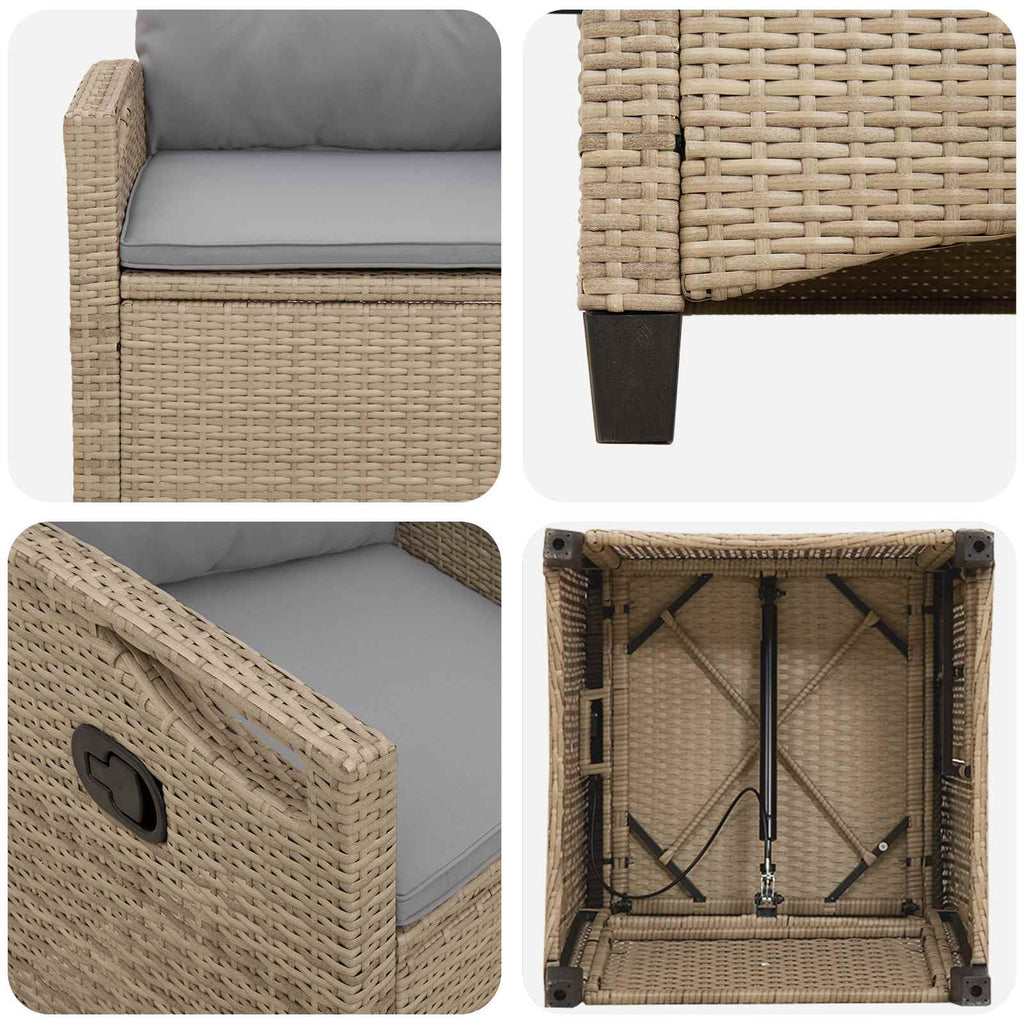 Gartenstuhl 2 pcs Beige und Hellgrau 56 x 60 x 112 cm