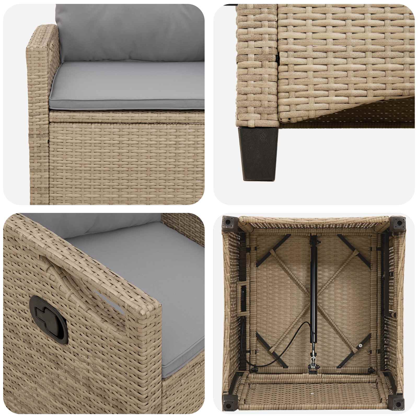 Gartenstuhl 2 pcs Beige und Hellgrau 56 x 60 x 112 cm