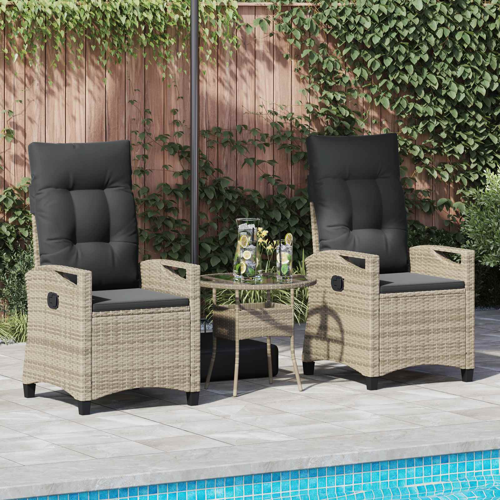 Gartenstuhl 2 pcs Hellgrau und Dunkelgrau 56 x 60 x 112 cm