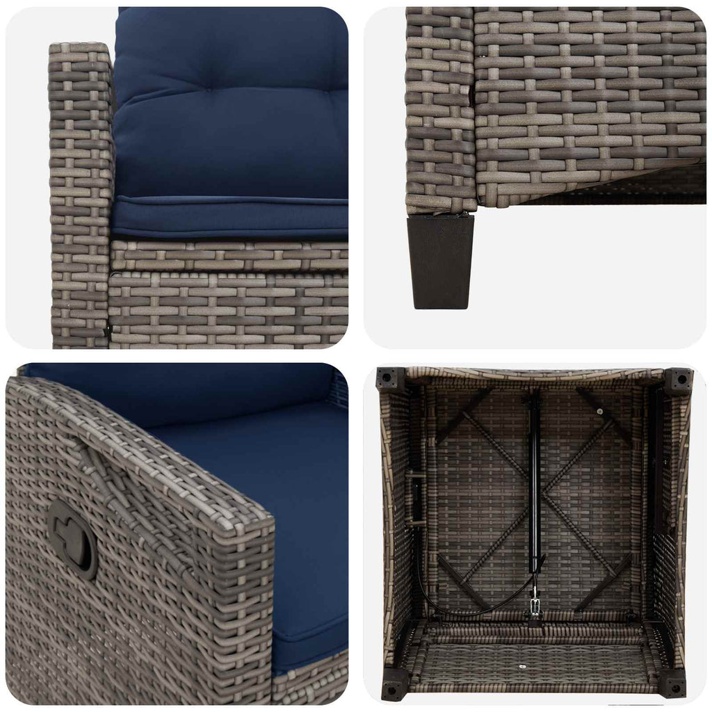 Gartenstuhl 2 pcs Grau und Marineblau 56 x 60 x 112 cm