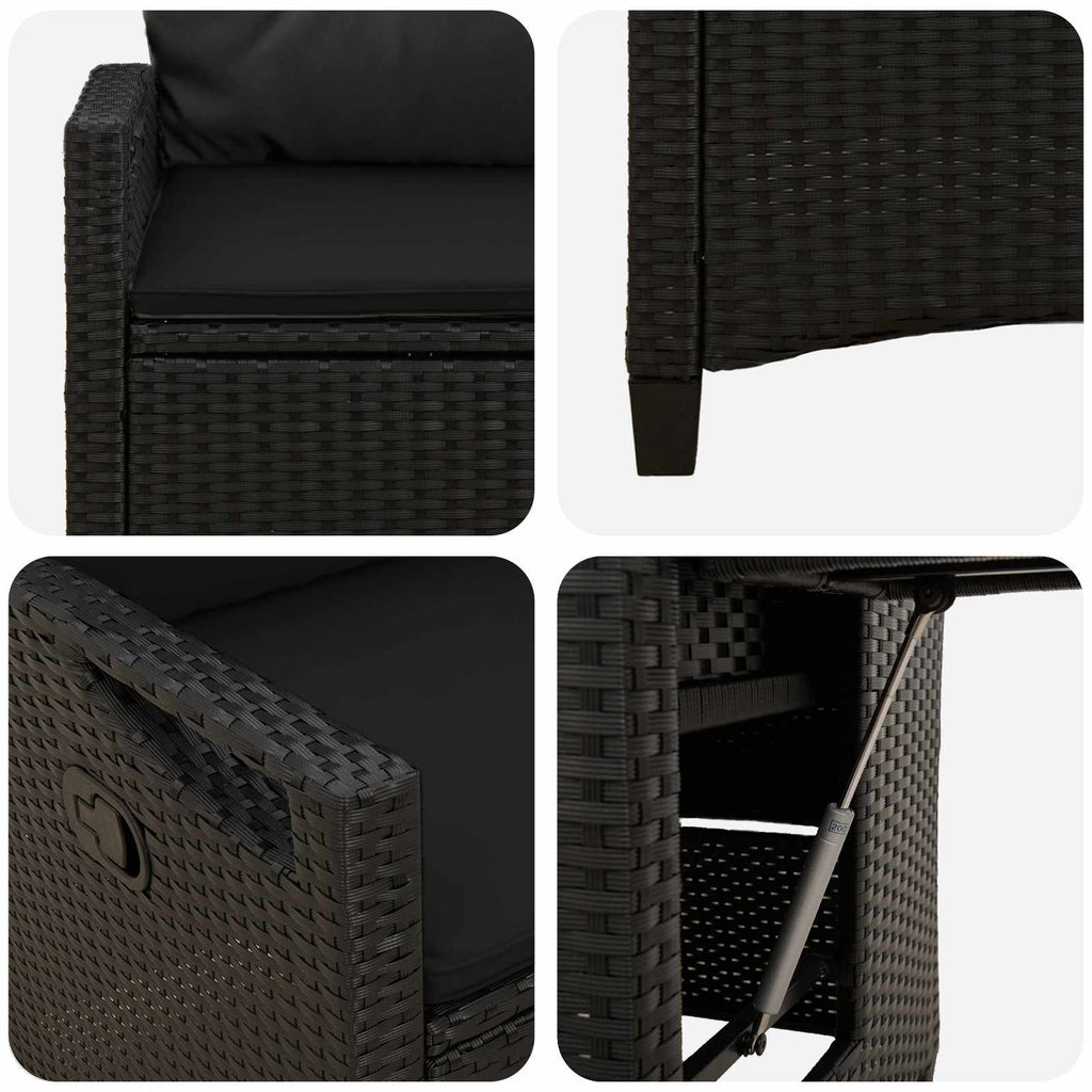 Verstellbarer Gartenstuhl Schwarz 56 x 60 x 112 cm Poly-Rattan