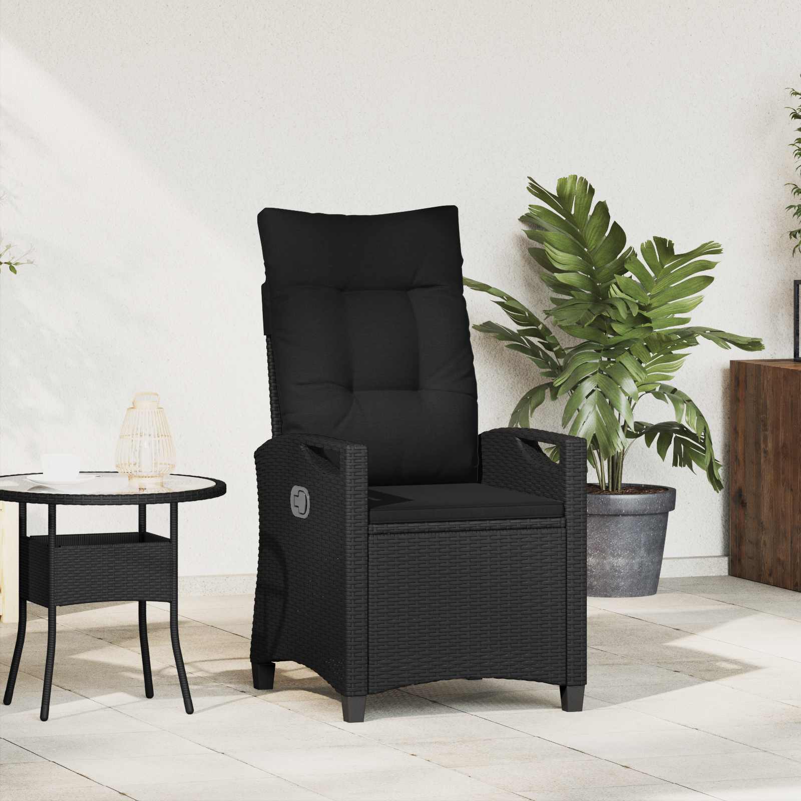 Verstellbarer Gartenstuhl Schwarz 56 x 60 x 112 cm Poly-Rattan