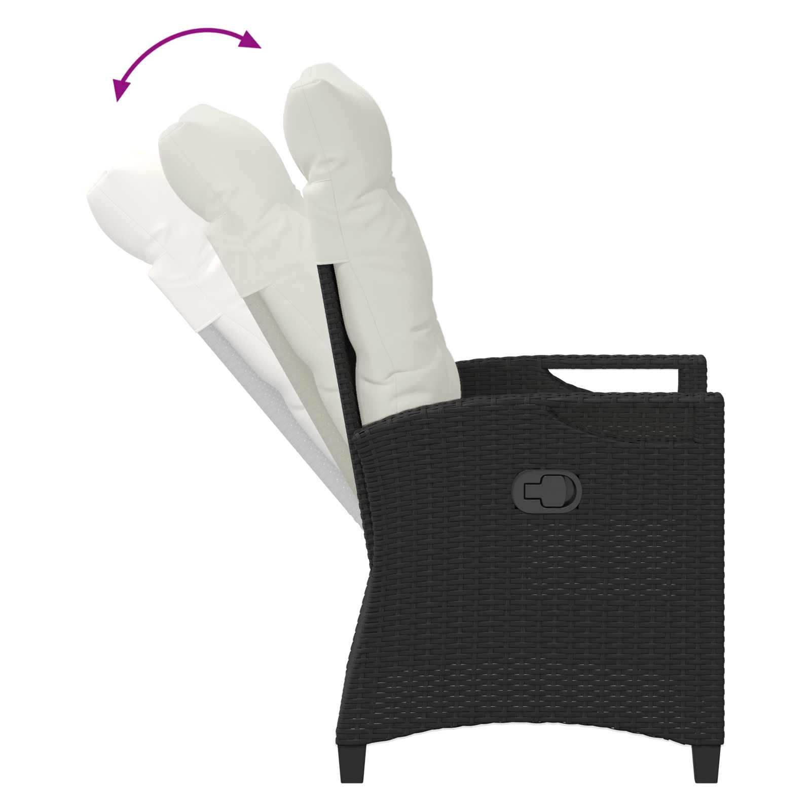 Verstellbarer Gartenstuhl Schwarz und Creme 56 x 60 x 112 cm