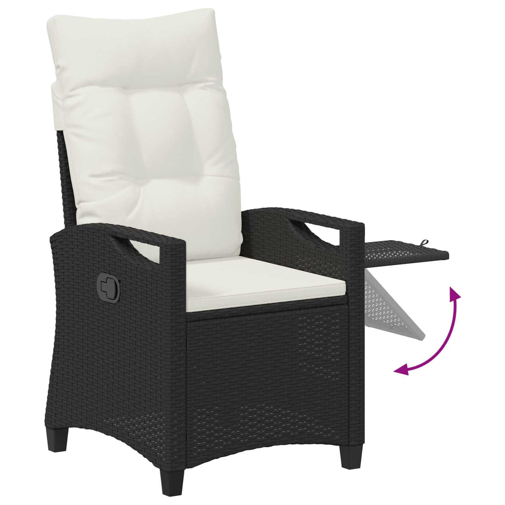 Verstellbarer Gartenstuhl Schwarz und Creme 56 x 60 x 112 cm