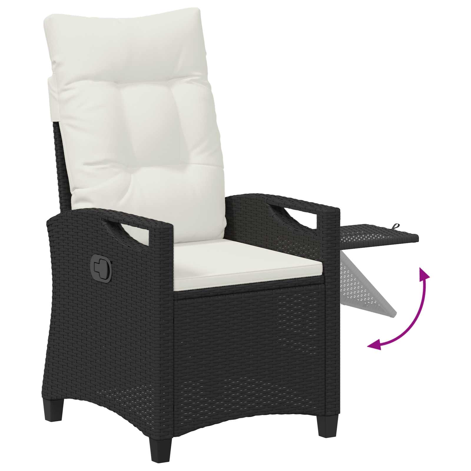 Verstellbarer Gartenstuhl Schwarz und Creme 56 x 60 x 112 cm